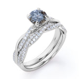 Infinity 0.65 Ct Round Cut Salt and Pepper Diamond Wedding Ring Set