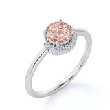 Unique 1.15 Carat Round Light Pink Morganite and Diamond Curved Engagement Ring in Rose Gold