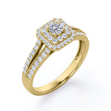 Milgrain 1 Ct Round Diamond Split Shank Engagement Ring