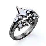 1 Ct Kite Cut Lab Created Opal Tiara Wedding Ring Set