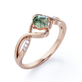 Infinity 0.6 Carat Round Moss Agate Engagement Ring