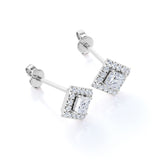 Bezel 4 Prong 0.43 CT TDW Princess Cut Certified Lab Diamond Pave Set Stud Earrings in White Gold