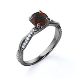 Infinity Style 1.25 Carat Round Cut Genuine Lab Black Opal And Diamond Twisted Pave Set Engagement Ring In White Gold