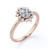 Floating Halo 0.6 carat Oval Moissanite and Diamond Engagement Ring in Rose Gold