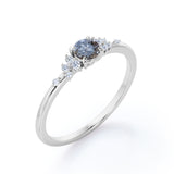 1 Ct Round Salt and Pepper Diamond Cluster Engagement Ring