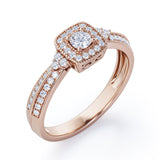 Double Pave Channel 1.5 Carat Round-Shaped Moissanite and diamond Halo Cluster Engagement Ring in Black Gold