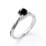 1.25 ct Round Lab Black Diamond Infinity Twisted Engagement Ring