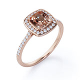 Vintage Style 1.50 Carat Cushion Cut Peach Pink Morganite Solitaire Engagement Ring in Rose Gold