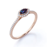 East West Setting 1.35 Carat Marquise Cut Lab Created Alexandrite And Diamond Halo Engagement Ring In White Gold