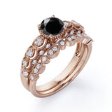 Bestselling 1.50 Carat Wedding Ring Set with Lab Black Diamond for Women in Rose Gold