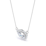 Halo 1.1 carat Pea Moissanite Pendant with Necklace in 18k Rose Gold Over Silver