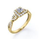 0.5 TCW Princess Cut Diamond - Triple Halo Design - Split Shank Pave Engagement Ring - 10K Black Gold