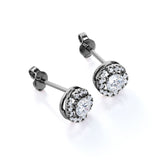 Twisted Scallop 0.43 CT TDW Round Certified Lab Diamond Claw Set Stud Earrings in Rose Gold