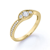 Antique Bezel Three Stone 1.25 CT TDW Round Cut Diamond Channel Set Engagement Ring