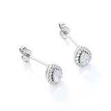Three Claw Bezel Set 0.60 CT TDW Teardrop Certified Lab Diamond Scallop Stud Earrings in Yellow Gold