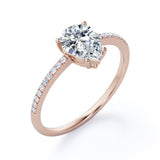 Classic Pave 0.7 carat Pear Moissanite and diamond Engagement Ring in White Gold