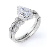 1 Ct Pear Cut Diamond Art Deco Bridal Set