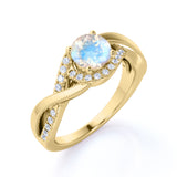 1.25 Carat Round Moonstone Wedding Ring in Rose Gold - Vintage Moonstone Ring