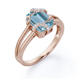 1.50 ct Emerald Aquamarine Split Shank Engagement Ring