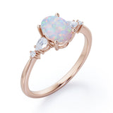 1.1 Ct Oval Cut Lab Created Opal Five Stone Engagement Ring