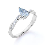 0.95 ct Pear Shaped Aquamarine Infinity Engagement Ring