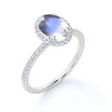 1.5 ct Oval Rainbow Moonstone Halo Engagement Ring