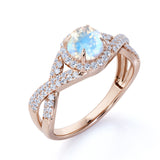 1.25 ct Round Moonstone Halo Engagement Ring