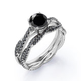 1.75 ct Round Lab Black Diamond Double Twisted Bridal Set