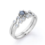 Twist 0.85 Ct Round Salt and Pepper Diamond Wedding Ring Set