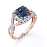 Infinity 2.50 Ct Cushion Lab Alexandrite Engagement Ring