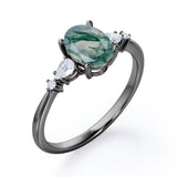 Five Stone 1.25 Carat Oval Moss Agate Engagement Ring