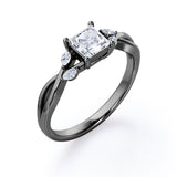 Certified 0.50 Ct Princess Lab Diamond Five Stone Engagement Ring