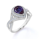 Infinity 1.50 Ct Pear Lab Alexandrite Engagement Ring