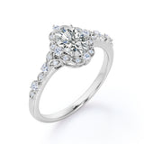 Classic 1.25 Carat Oval Cut Moissanite and Diamond Engagement Ring in 10k Rose Gold Beautiful Ring