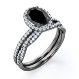 1.50 carat oval cut Black Diamond infinity wedding ring set in white gold