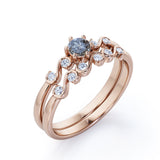 Twist 0.85 Ct Round Salt and Pepper Diamond Wedding Ring Set