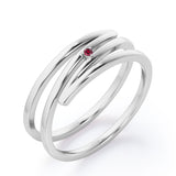 Solitaire 0.05 Carat Round Cut Lab Ruby Spiral Stackable Ring In Rose Gold