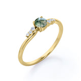 7 Stone 0.55 Carat Round Moss Agate Engagement Ring