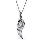 0.45 Carat Round Cut Moissanite Angel's Wing Pendant Necklace In White Gold