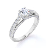 Certified 1 Ct Round Lab Diamond Vintage Engagement Ring