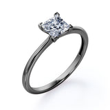 Striking 1 carat Princess Moissanite Solitaire Engagement Ring in Black Gold