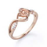 Infinity Twisted 0.55 carat Round Morganite and Moissanite Engagement Ring For Her in Rose Gold