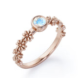 Flower Field 0.5 carat Round Moonstone Solitaire Nature-Inspired ring in White Gold