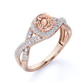 Infinity 1.50 ct Round Morganite Halo Engagement Ring