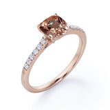 1 Carat cushion cut solitaire cushion cut Morganite Engagement Ring in 10k Rose Gold