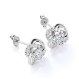 Flower Knot 0.43 CT TDW Round Certified Lab Diamond Twisted French Pave Stud Earrings in Yellow Gold
