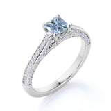 Vintage Style 1.50 Carat Cushion Cut Aquamarine Solitaire Engagement Ring in White Gold
