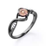 Infinity Twisted 0.55 carat Round Morganite and Moissanite Engagement Ring For Her in Rose Gold
