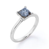 Solitaire 0.5 Ct Princess Cut Salt and Pepper Diamond Engagement Ring