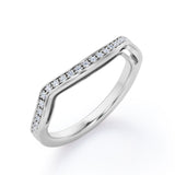 Pave 0.15 TCW Round Shape Curved Wedding Band